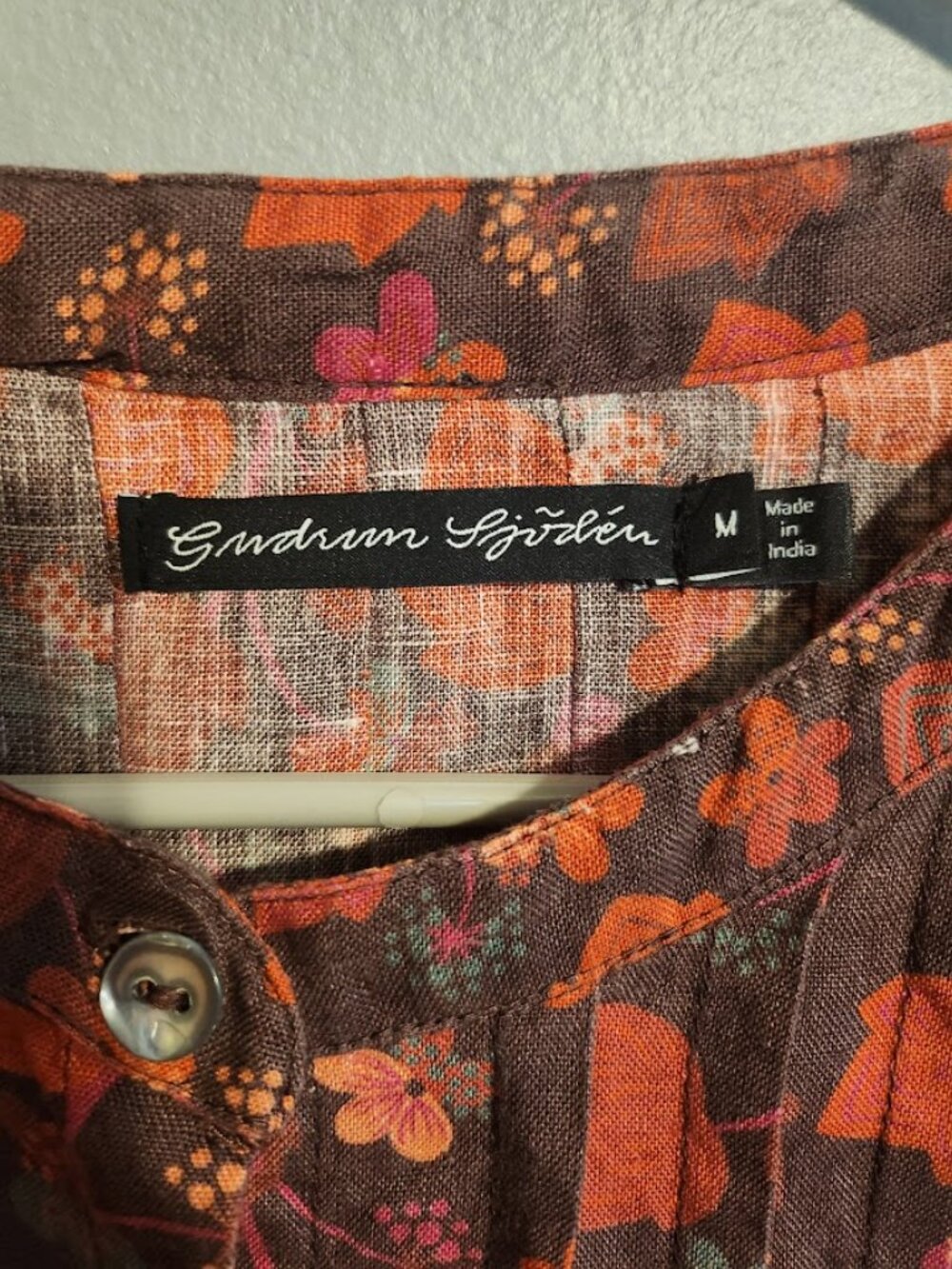 Gudrun Sjogren Linnea Dress 100% hemp Size M Red and Orange Floral Pattern - Picture 3 of 13